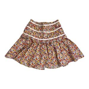 For Love & Lemons Floral Ruffle Mini Skirt XS Cotton Cottagecore Coquette